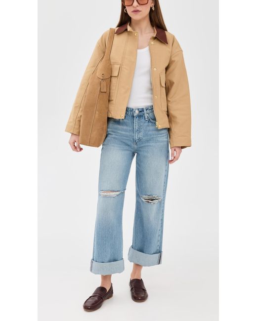 Rag & Bone Blue Logan Mid-Rise Wide Leg Jeans