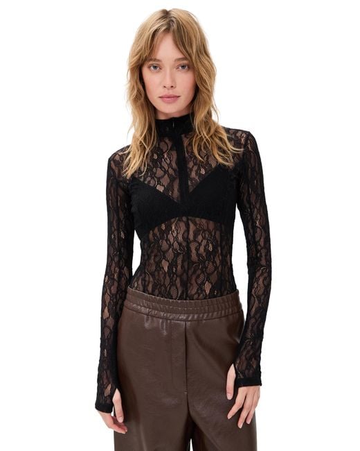 MSGM Black Lace Thong Bodysuit