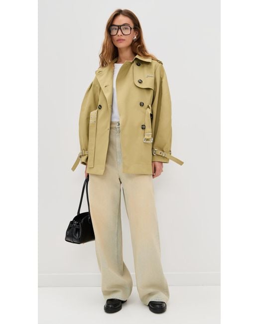 Ganni Natural Heavy Twill Midi Trench Coat