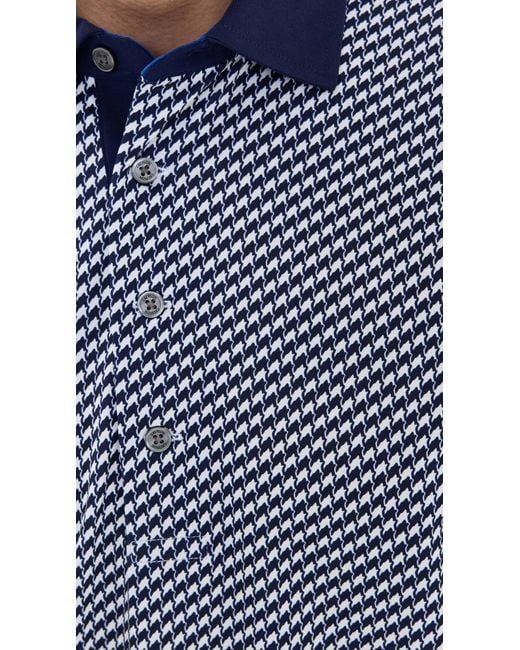 Greyson Blue Houndstooth Printed Polo for men