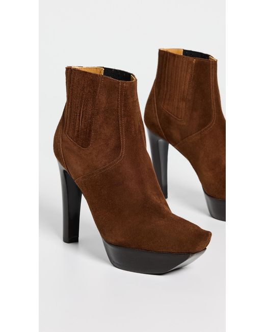 R13 Brown Pointy Toe Platform Heel Boots
