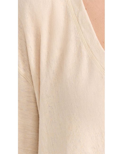 R13 Natural Gathered He V Neck Tee