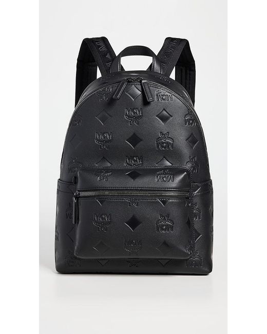 MCM Black Stark Medium Leather Backpack for men