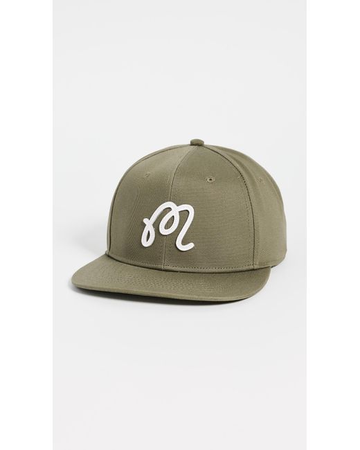 Malbon Green M Script Snapback Hat for men