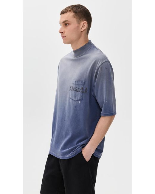 Maison Margiela Blue Distressed Tee for men