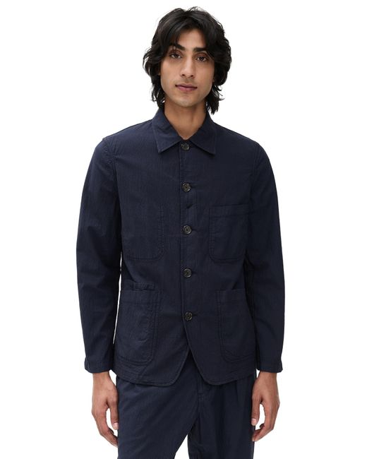 Universal Works Blue Seersucker Bakers Jacket for men