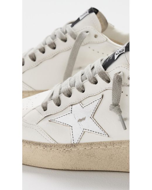 Golden Goose Deluxe Brand White Ballstar 2 Leather Upper And Spur Laminated Star Glitter Heel Sneakers