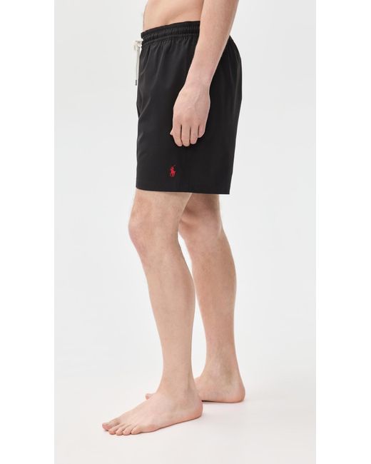 Polo Ralph Lauren Black Traveler Solid Swim Trunks for men