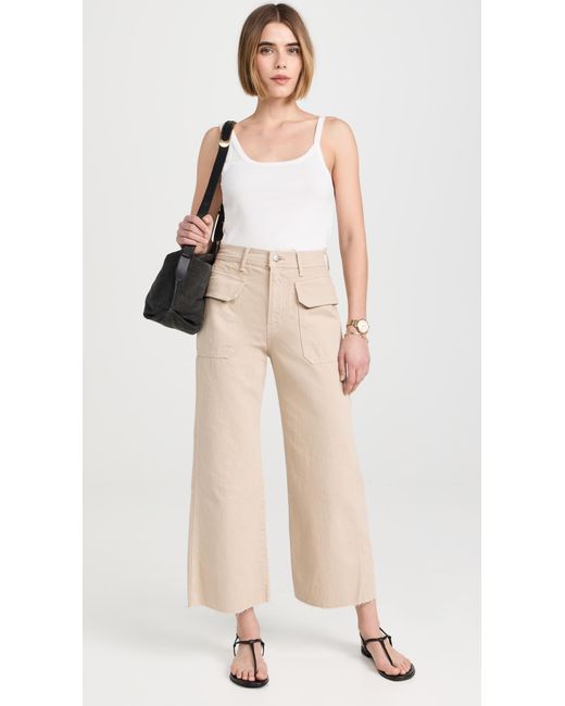 Veronica Beard Natural Taylor Cropped High Rise Wide Jeans