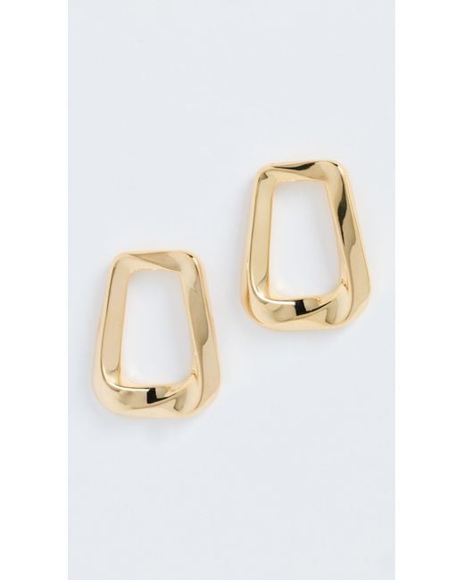 By Adina Eden Metallic Solid Open Curved Rectangular Stud Earrings