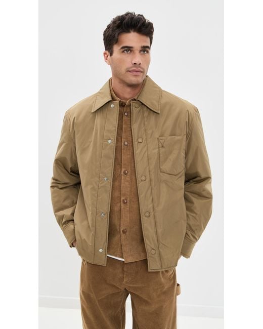 AMI Brown Technical Taffeta Overshirt for men