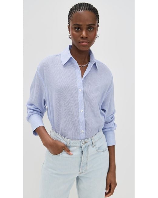 Anine Bing Blue And Mini Stripe Plaza Shirt