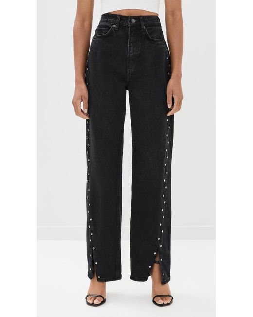 Reformation Black Cary High Rise Slouchy Straight Leg Jeans