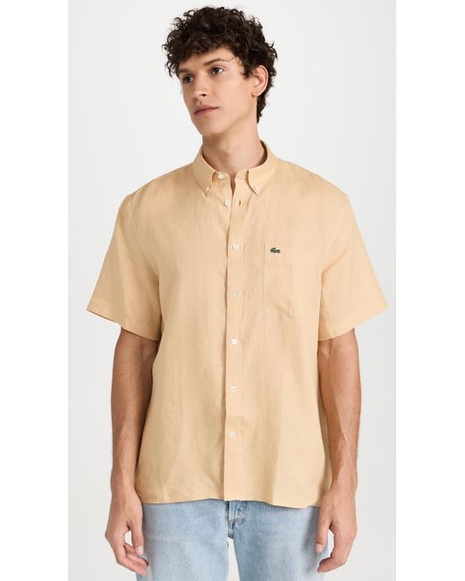 Lacoste Natural Regular Fit Linen Casual Button Down for men