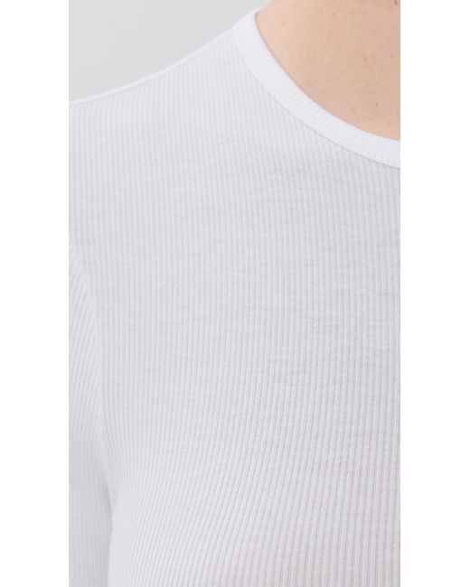 Tibi White Circular Ribbed Crew Neck Pullover T-Shirt