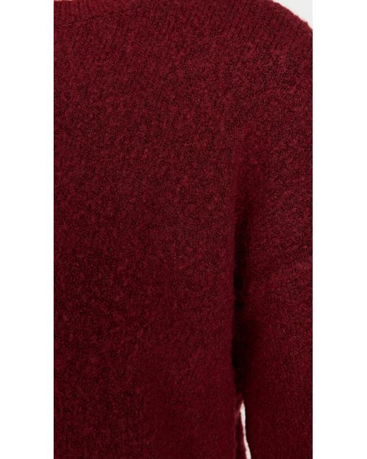 Wayf Red Feather Trim Sweater