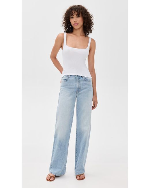 LNA White Scoop Ribbed Tank