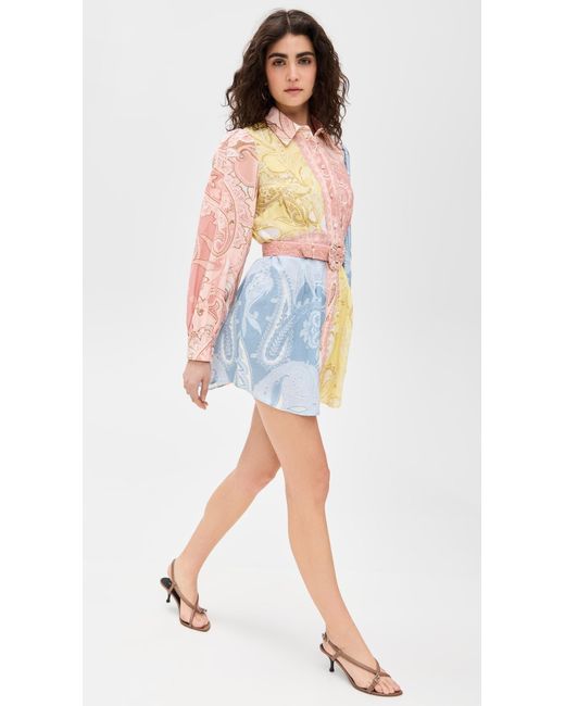 Hemant & Nandita Multicolor Short Dress With Buckle Belt