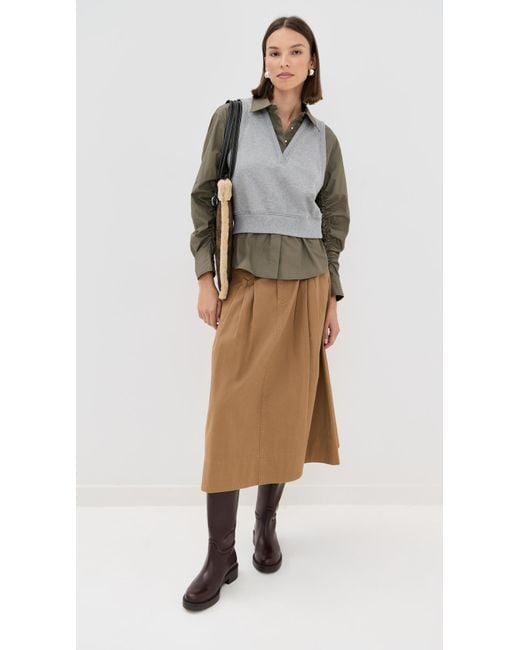3.1 Phillip Lim Gray Ruched Shirt With Combo Vest Melange