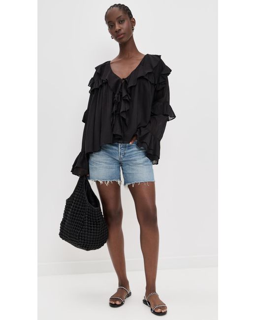 Show Me Your Mumu Black Joss Ruffle Top