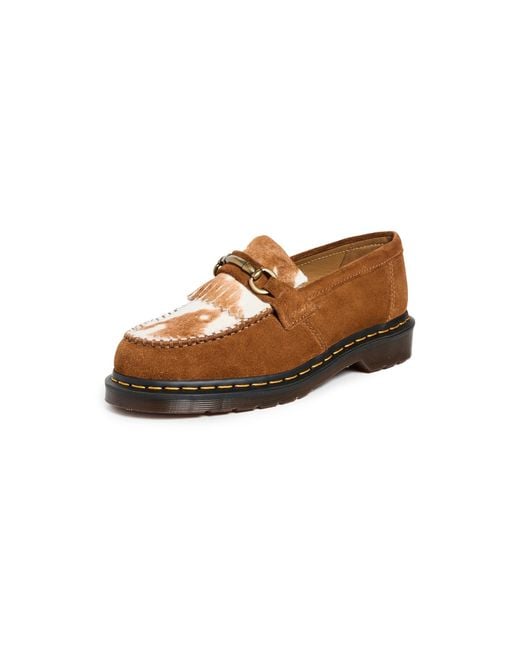Dr. Martens Brown Adrian Snaffle Hair-on Cow Print Kiltie Loafers