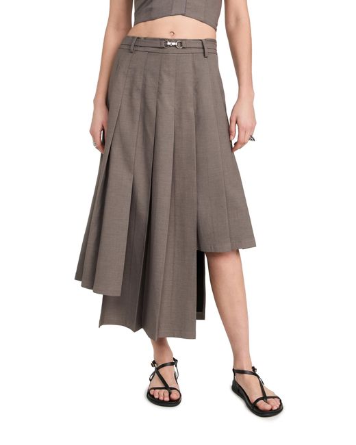 ROKH Gray Box Pleats Midi Skirt