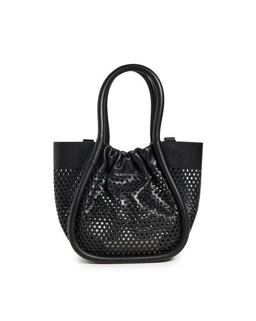 Proenza Schouler Black Extra Small Ruched Tote In Perforated Leather