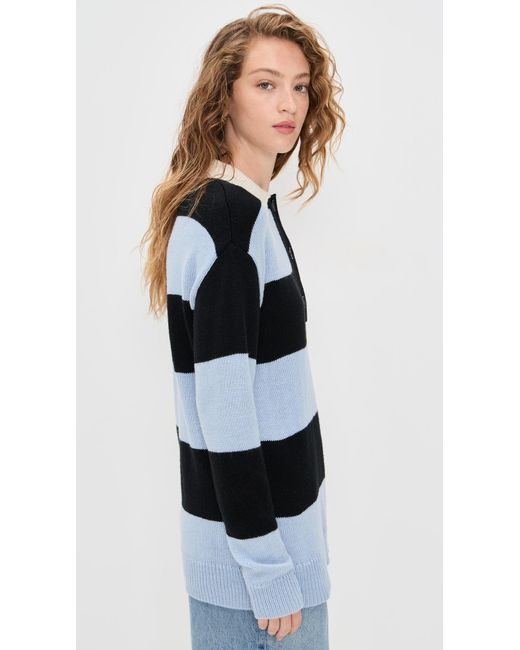 Moon River Black Striped Collar Pullover Sweater