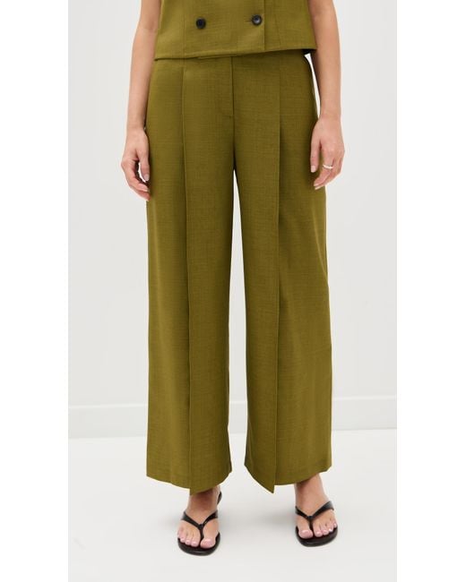 Theory Green Deep Pleat Pants