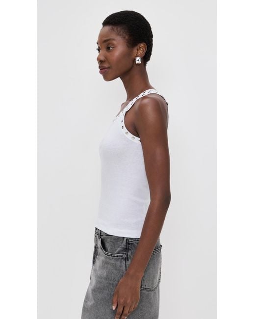 Re/done White Studded Ribbed Tank