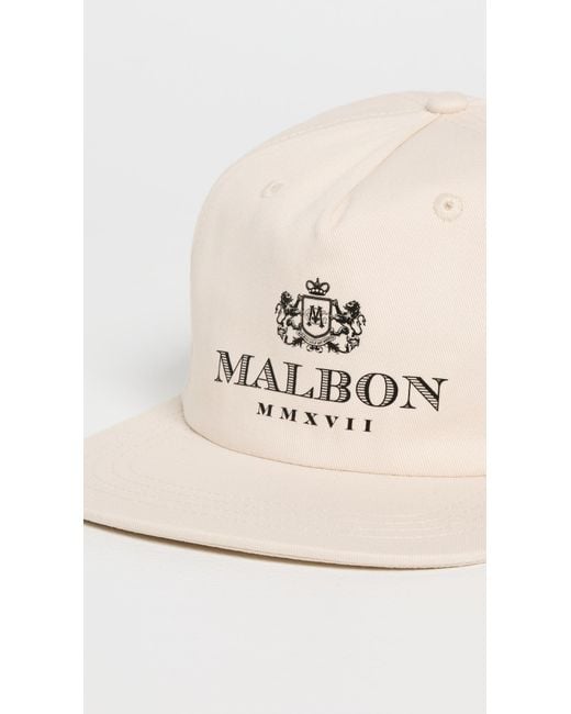 Malbon Golf White Monarch Snapback Hat for men