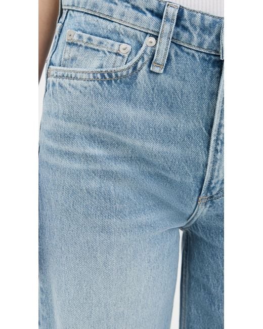 Rag & Bone Blue Logan Mid-Rise Wide Leg Jeans