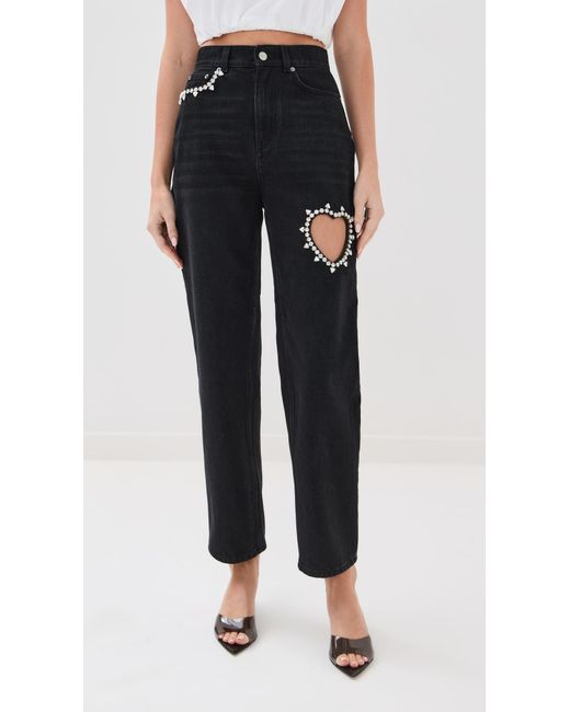 Area Black Crystal Heart Jeans