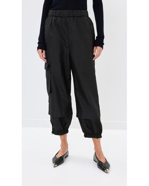 Tibi Black Crispy Nylon Pull On Joggers
