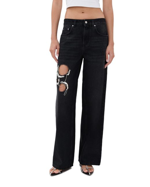 Area Black Crystal Chain Cutout Relaxed Jeans
