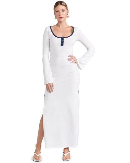 Caroline Constas White Karla Bell Sleeve Colorblock Axi Dress Alabaster Navy Cobo