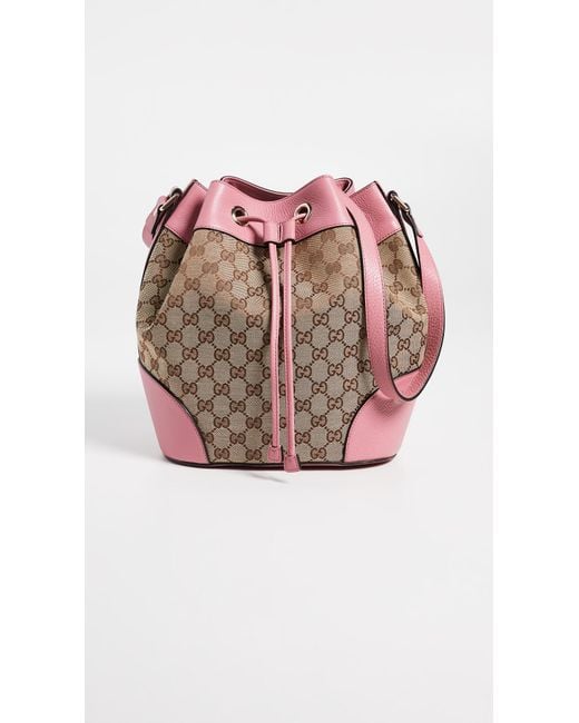What Goes Around Comes Around Pink Gucci Canvas Classic Bucket Bag