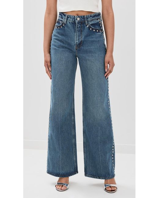 Reformation Blue Cary High Rise Slouchy Wide Leg Jeans