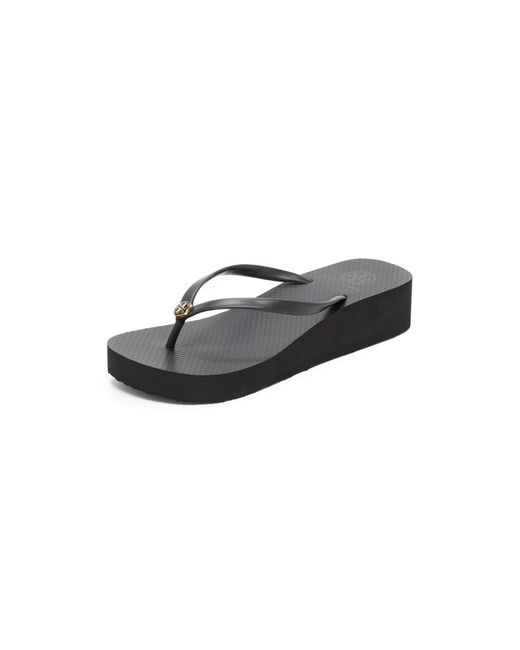 Tory burch Wedge Thin Flip Flop in Black - Save 8% | Lyst