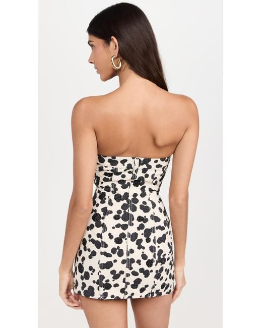 Area Black Dalmatian Denim Strapless Mini Dress