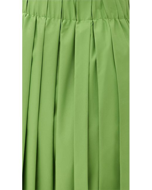 Tibi Green Pleated Pull-On Skirt