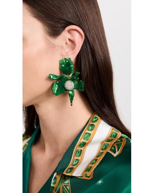 Lele Sadoughi Green Crystal Lily Earrings