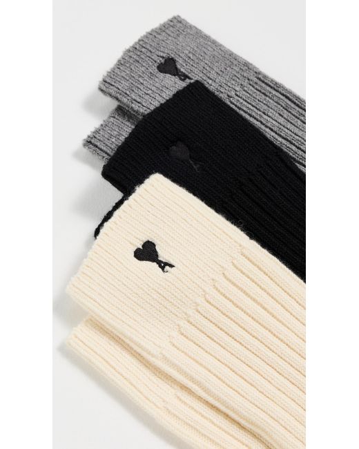 AMI Black Adc Cotton Socks Set for men