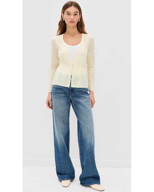 Vince White Ribbed Waist Single Button Cardigan