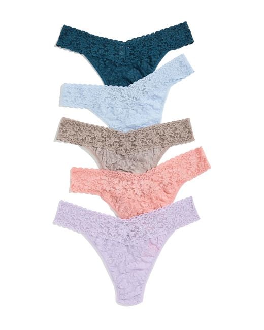 Hanky Panky Blue Original Rise Thong 5 Pack