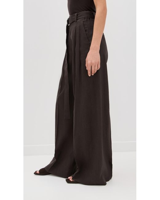 Helmut Lang Black Wide Double-Pleat Trousers With Belt