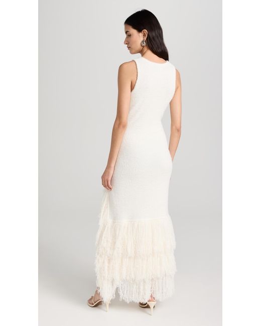AKNVAS Sasha Knit Fringe Dress in White | Lyst