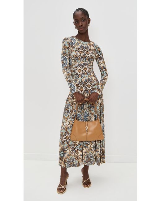 chinese dress ladies FARM Rio Renata Floral Long Sleeve Midi Dress, Sand – Melly
