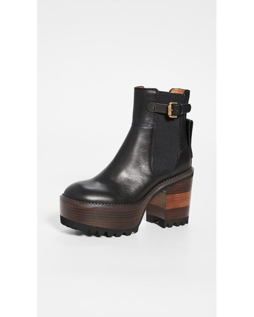 See By Chloé Bryn Platform Ankle Boots in Black | Lyst