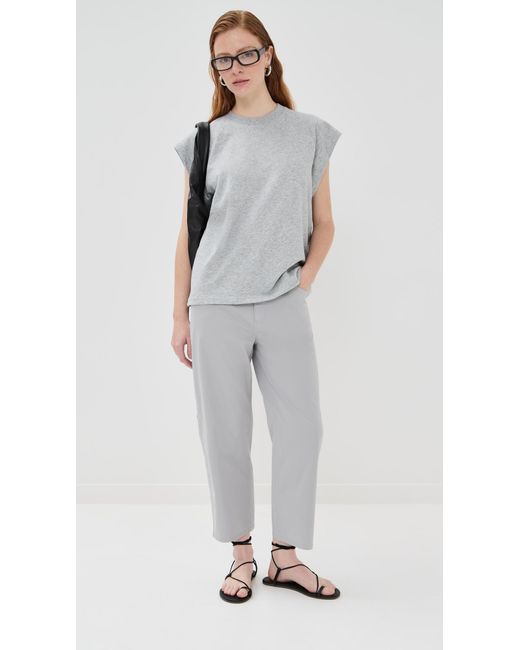 Tibi Gray Garment Dyed Silky Cotton Cropped Slouchy Cargo Jeans